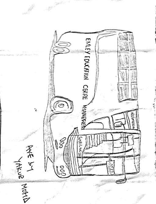 Pupil’s pencil drawing of the Emley Education Centre Msambweni school bus
