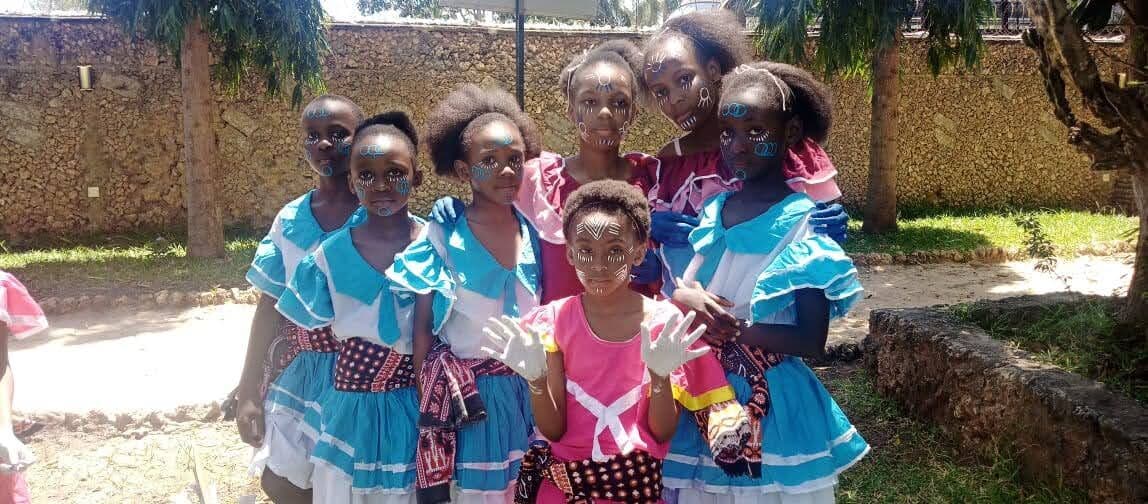Learners in costume for a cultural dance