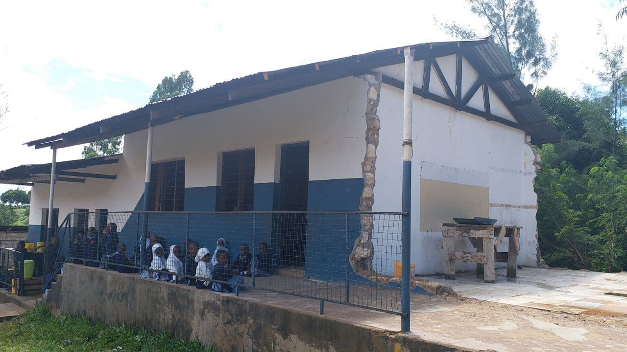 The two remaining nursery classrooms standing after the demolition