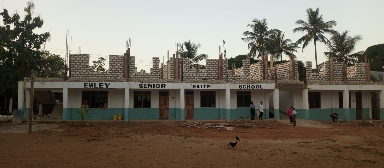 The new Emley Senior Elite School block with a second storey of walls rising above it