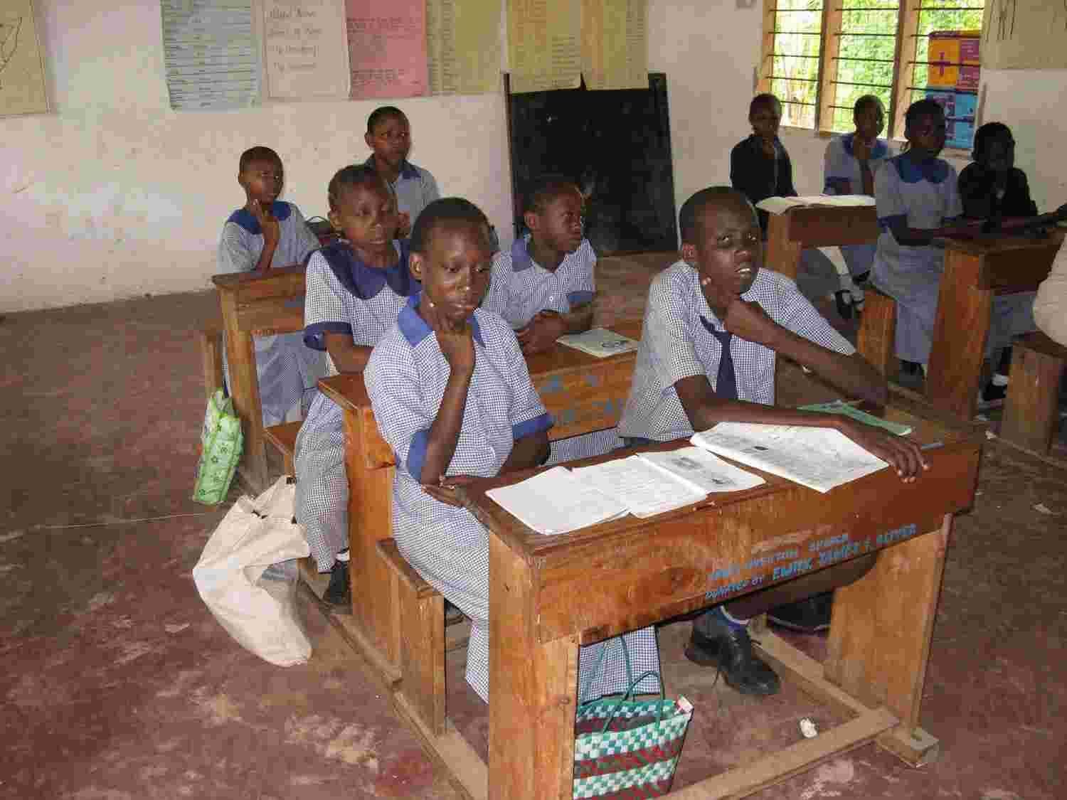 Pupils at their desks during a lesson on heart rate